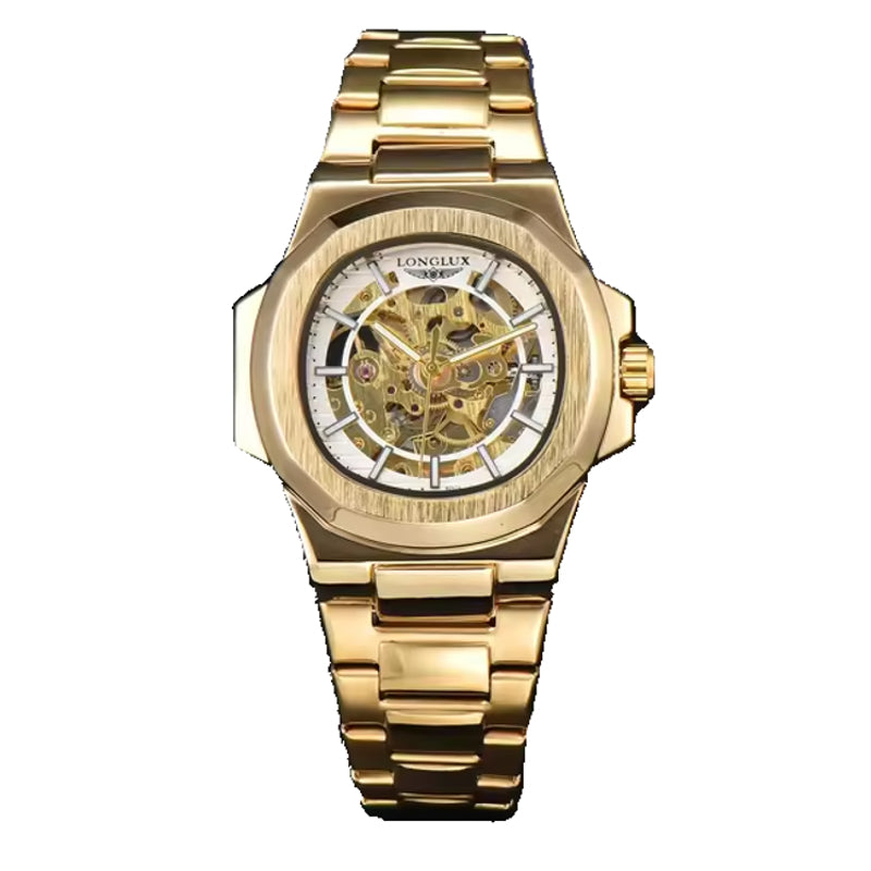 AW NCS-01 Skeleton Watch Gold White Dial