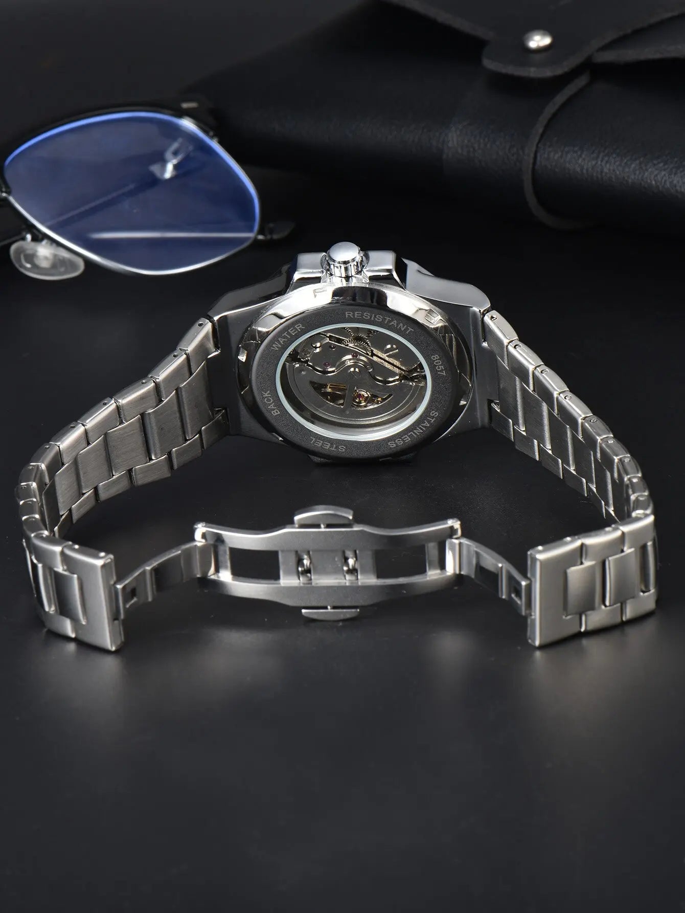 AW NCS-01 Skeleton Watch Steel Blue Dial